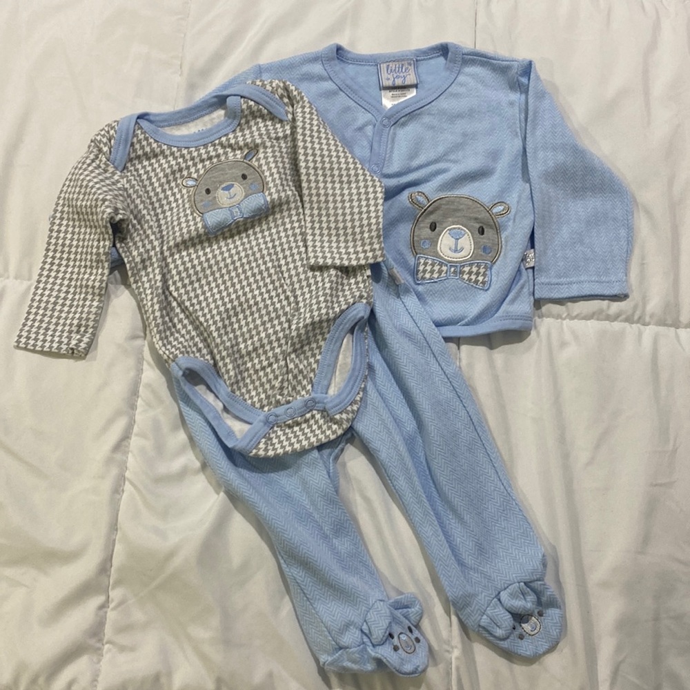 NEW Blue & Grey Baby Clothing Set